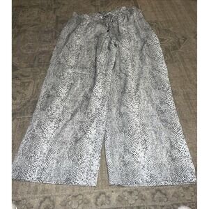 Calvin Klein Womens Pants Gray White Snake Print Pull On Sz XL X-large Wide Leg